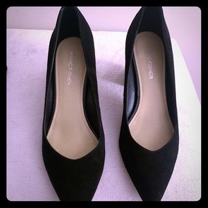 Black suede pumps